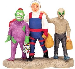 Rare Retired Lemax Spooky Town,  Spaceman And Two Aliens 32667,  Halloween
