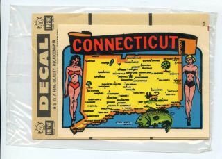 Vintage Connecticut Travel Auto Window Water Decal Impko 1960s