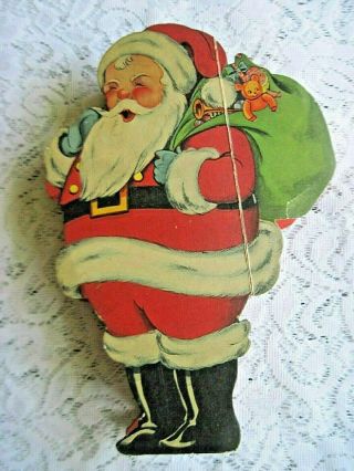 Vintage Christmas Santa Claus Shaped Candy Container Heavy Litho Cardboard