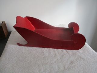 Handmade Wood Red Sled.  Size.  15 "