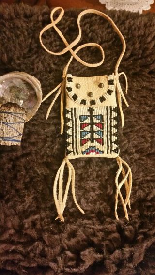 Beaded Medicine Bag Mountain Man Rendezvous Strike - a - Lite Pouch Dragonfly 2