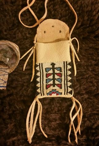Beaded Medicine Bag Mountain Man Rendezvous Strike - a - Lite Pouch Dragonfly 4