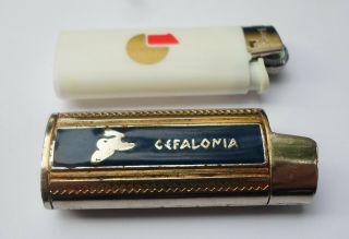 Greece Kefalonia Island Vintage Metal Lighter Case Holder,  Small Bic