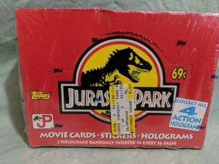 1992 Topps Jurassic Park Movie Trading Cards Factory Box 36 Packs Fs Usa