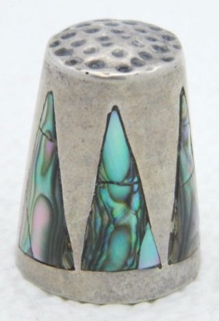 Vtg Taxco Mexican Mexico.  925 Sterling Silver Abalone Thimble