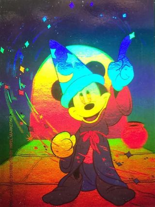Disney Mickey Mouse Hologram 2 Card Set 1991 Impel Insert Fantasia,  World Tour