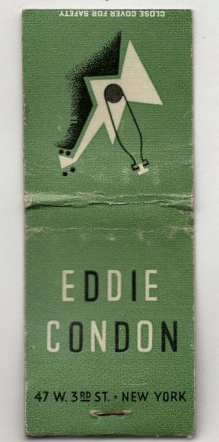 Eddie Condon 47 W.  3rd Street York City Vintage Matchbook Cover B48