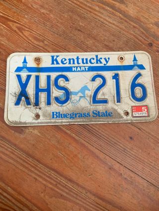Vintage Kentucky / Hart County License Plate Xhs 216 Bluegrass State 1997