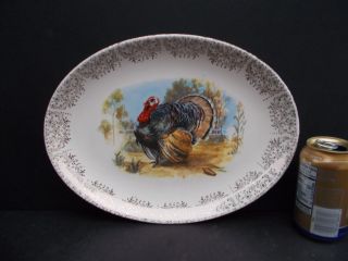 Thanksgiving Turkey Platter 22K Gold Rim 13.  5 