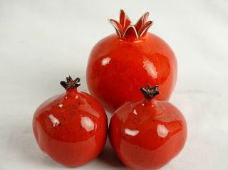 Jewish Red Ceramic Pomegranate Richest Symbolism In Judaism Prosperity Sculpture