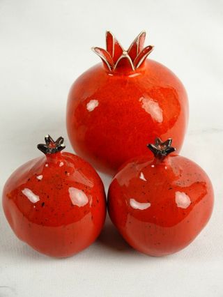 Jewish red Ceramic Pomegranate richest symbolism in Judaism prosperity Sculpture 2