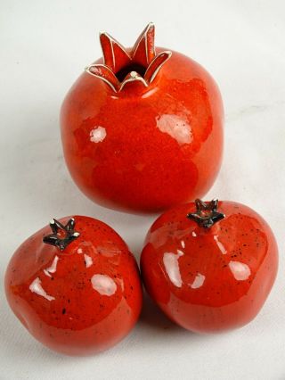 Jewish red Ceramic Pomegranate richest symbolism in Judaism prosperity Sculpture 3