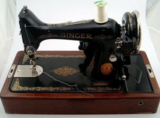 Antique Singer Model 99 - 13 Sewing Machine With Bentwood Case Ae182384
