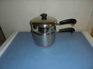 Vintage Revere Ware 3 Qt Pan.  With Steamer & Cover Clinton Ill.