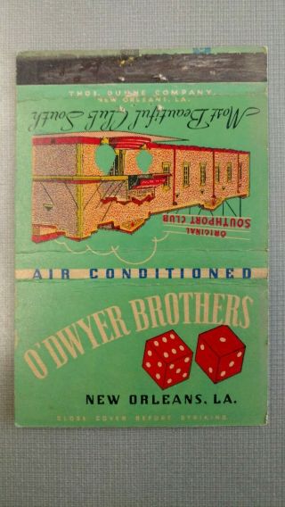 Orleans Thos.  Dunne Company Matchbook Dice O 