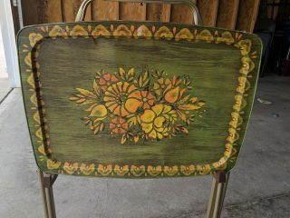 Vintage 70s TV Trays With Cart 2
