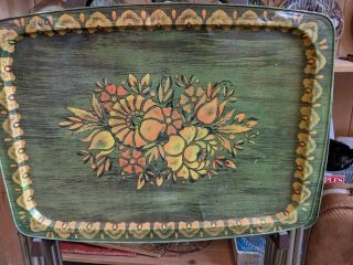 Vintage 70s TV Trays With Cart 7