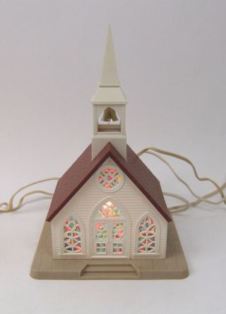 Set of 3 Vintage Hard Plastic Lighted Churches - All 3