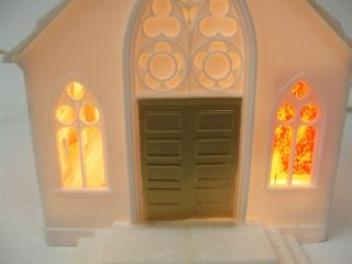 Set of 3 Vintage Hard Plastic Lighted Churches - All 6