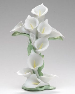 Fine Porcelain Figurine Calla Lily Cross Statue Figure Wedding White Flower