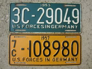 U.  S.  Forces In Germany 1953 And 1957 License Plates