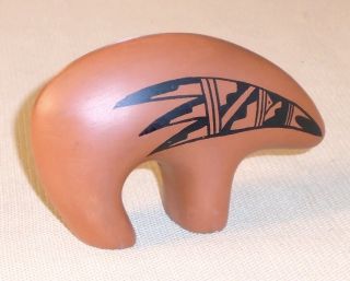 Vintage Native American Hand Etched Pottery Spirit Bear NAVAJO Artist Sign 143f 2