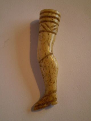 Stunning Antique Carved Lady Leg Pipe Tamper. .