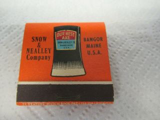 Vintage Book Of Matches Advertising Snow & Nealley Axes & Tools