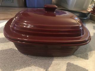 Pampered Chef Stoneware Cranberry Deep Covered Roaster Baker 3.  1 Qt