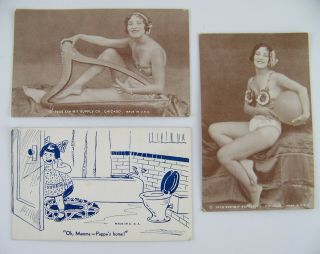 3 Vintage 1935 Exhibit Supply Chicago Arcade Cards 5 - 1/4 " X 3 - 1/4 "