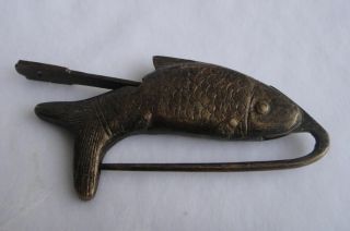 Collectibles Rare Cabinet Chinese Old Style Brass Fish Statues Lock And Key