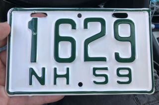 Nh Motorcycle Rare License Plate 1959 Hampshire Small 4 Digit 1629 Harley Ex