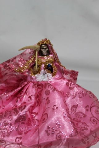514 Mini Dress Statue Santa Muerte Wearing Pink 6 " Holy Death Santisima Curada