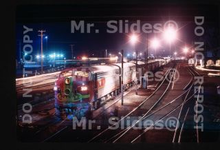 Slide Atsf Santa Fe F7a 301 & 5 W/psgr Train 3 Belen Nm 1972 At Night