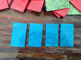 4 Slabs 1/2 Lb.  Of Synthetic Turquoise For Carving Or Cutting 220 Grams Rough