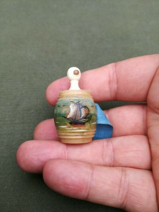 Antique Vegetable Ivory Nut Tape Measure Painted Dartmouth Photo Stanhope Sewing