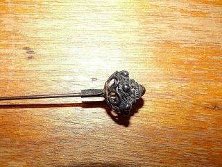 Antique Sterling Silver Ornate Vintage Ladies Hat Pin Stick Ball Early Estate