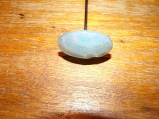 Antique Glass Opalescent Oval Vintage Ladies Hat Pin Stick Early Estate Old Blue 2