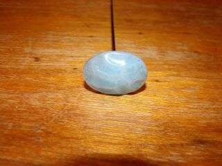 Antique Glass Opalescent Oval Vintage Ladies Hat Pin Stick Early Estate Old Blue 3