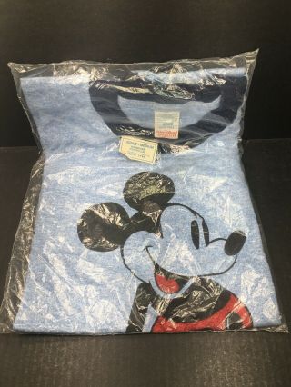 Vtg Nos Walt Disney Mickey Mouse Tropic Togs Adult Medium Shirt “usa”