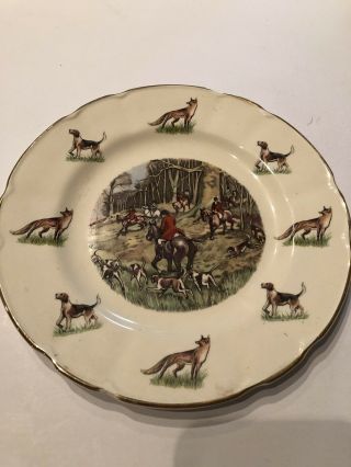 Arklow Pottery Plate Republic Of Ireland Hunting Scene Dogs Horses Approx 7 "