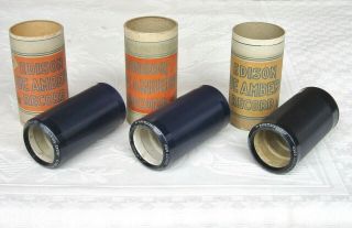 3 X Edison Blue Amberol Phonograph Cylinder Record Jaudas 