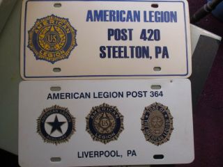 - 2 - American Legion Plates Post 420 Steelton Pa & 364 Liverpool Pa.  Over 3 Years