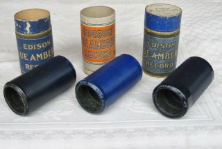 3 X Edison Blue Amberol Phonograph Cylinder Record York Military Band