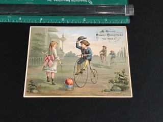 Victorian Christmas Card High Wheel Bikes