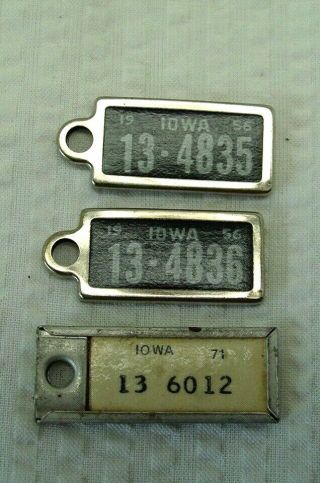 1956 Pair Iowa Dav Miniature License Plates Key Chain - Single Iowa 71