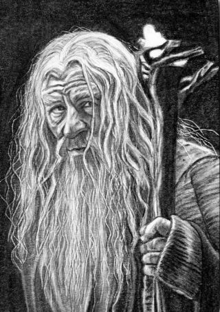 Aceo Sketch Card Lord Of The Rings Ian Mckellen Wizard Gandalf