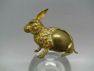 Antique Novelty Tape Measure Gilt Bronze Rabbit Hare Victorian Sewing Etui Tool