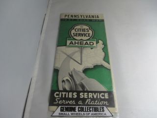 " Vintage " Cities Service " Pennsylvania ",  Radio Guide Road Map 1937