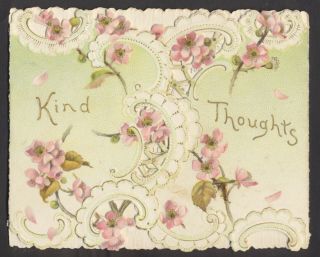 C4111 Victorian 2 Tab Folding Die Cut Birthday Card: Blossom & Lattice